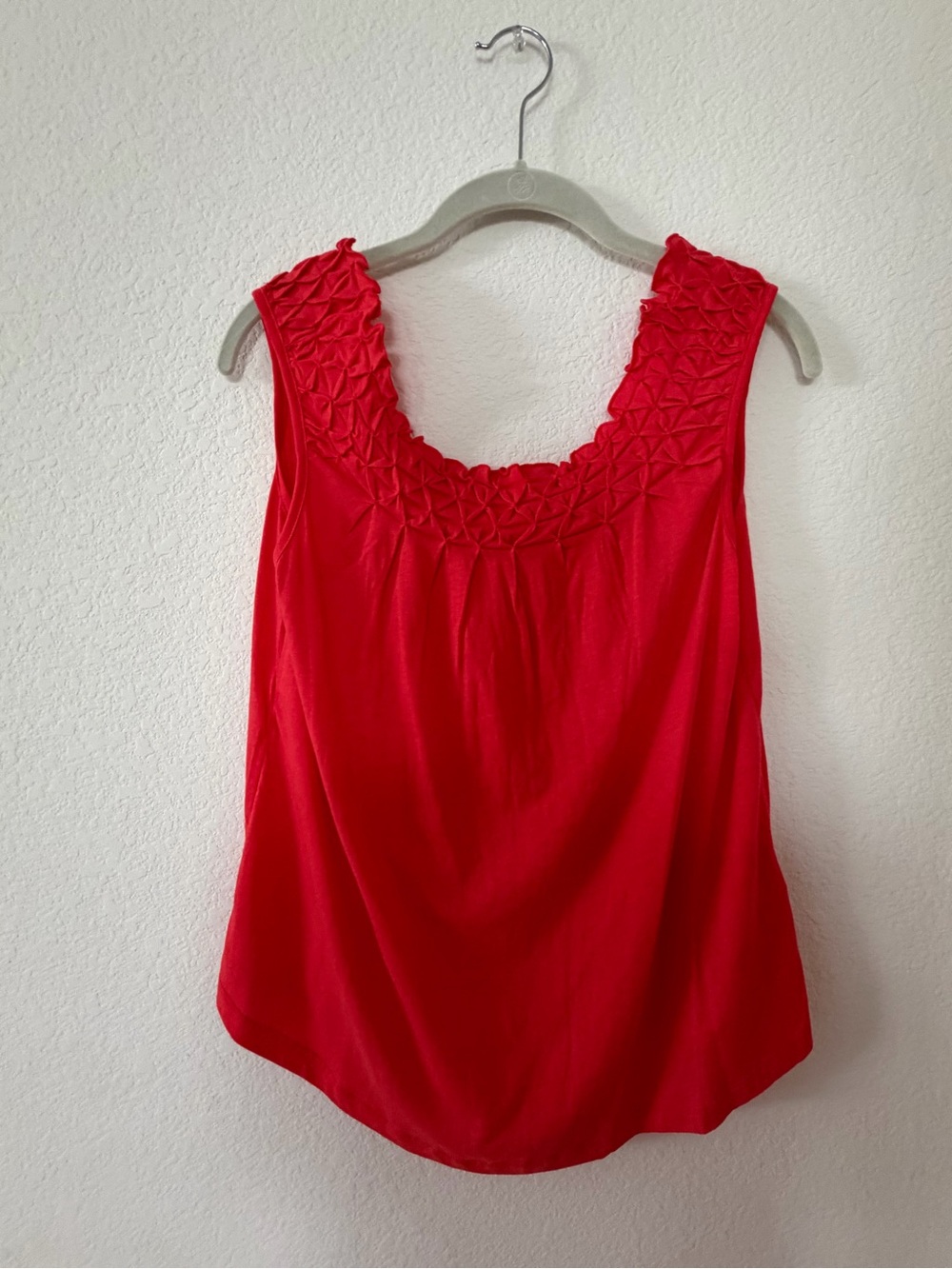 Maeve Red Smocked-Neck Sleeveless Camisole